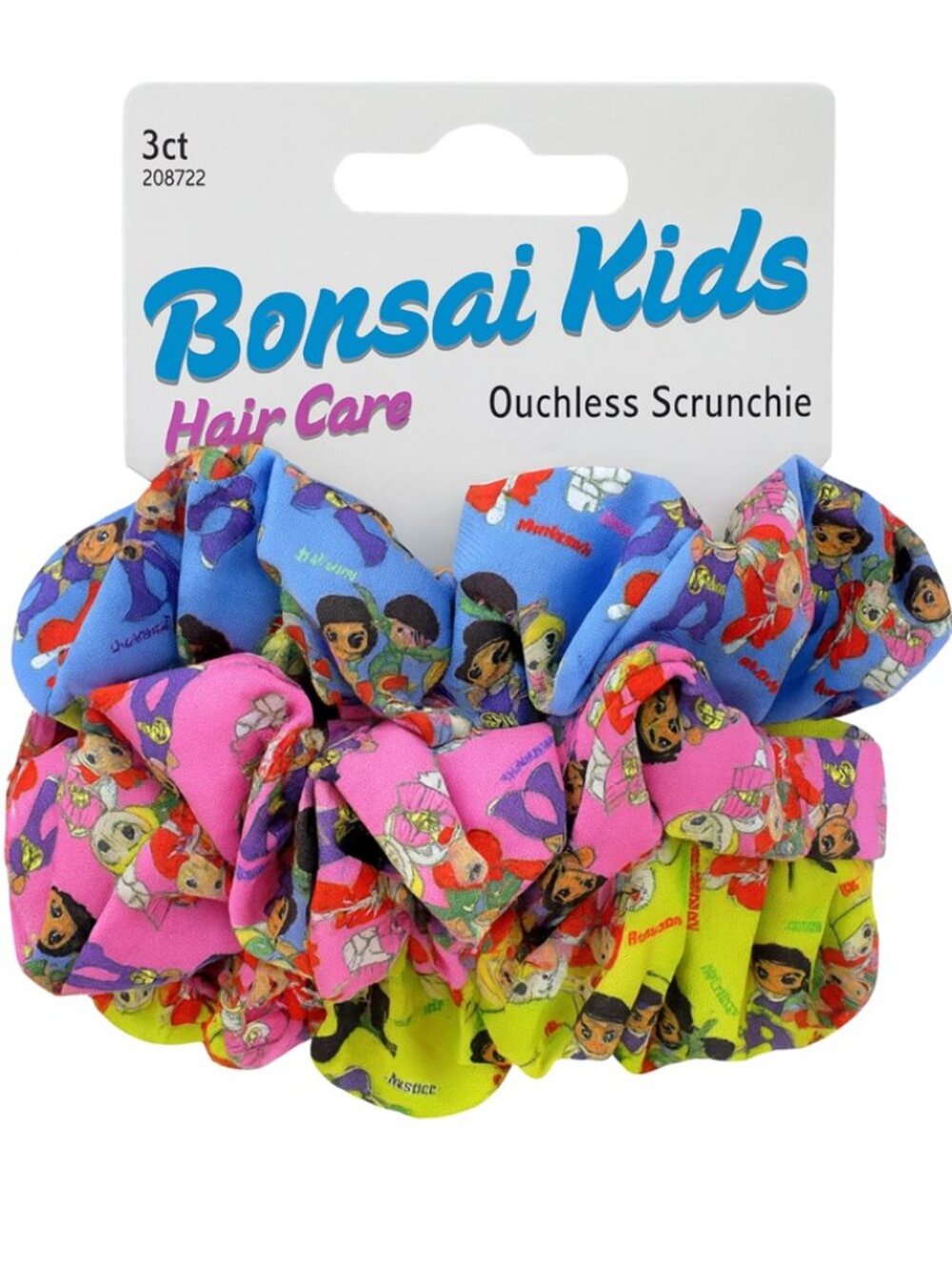 Bonsai Kids Girls Ouchless Scrunchies - 3 Pack No Damage Hair Ties for Toddlers